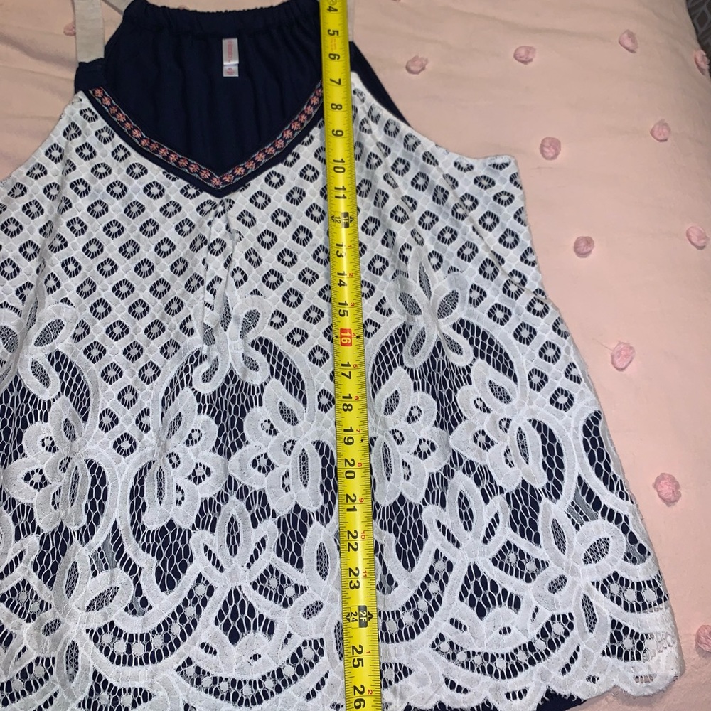 Mixed Material Xhilaration Navy Lace Tank Top XL - Picture 4 of 5